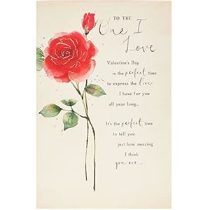 Valentijnsdag kaart ""One I Love"" – romantische valentijnsdagkaart voor jou – speciale Valentijnsdag kaart voor één persoon I Love – rode roos