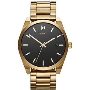 MVMT Analoog kwartshorloge voor heren met goudkleurige roestvrijstalen armband - 28000037-D, Zwart en goud, Armband