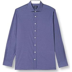 Hackett London Geo Pop overhemd voor heren, blauw en wit, XL, Blauw en wit