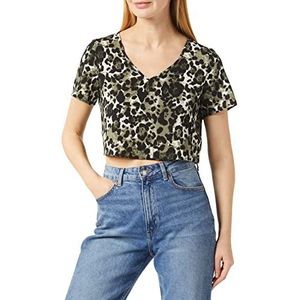 NOISY MAY T-shirt Nmclara S/S col en V pour femme, Kalamata/Aop : léo, XS