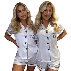 Hooray Days Pyjama met korte mouwen en shorts, maat XL, wit, Pijama-top, dames, wit, XL, Wit.
