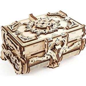 UGEARS Puzzel 3D mechanisch van hout, antiek sieradenkistje van hout, 3D, bouwspel, houten kist, houten kit, 3D voor volwassenen, cadeau verjaardag, Kerstmis