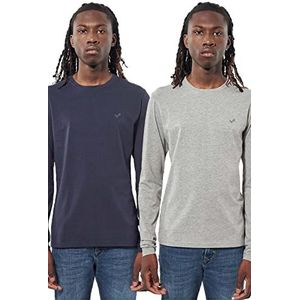 Kaporal - Set van 2 blauwe en grijze T-shirts voor heren – Vift – XL – blauw, navmgr, XL, Navmgr blauw