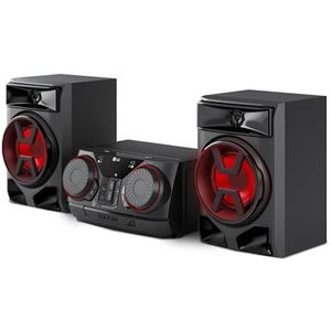 LG CK43N XBOOM Micro-systeem, 300 W geluidssysteem, Bluetooth, USB, AUX-ingang, tv-synchronisatie, feestbediening, equalizer, mp3-speler, krachtige audio voor thuis en feestjes, zwart