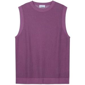 Diana Studio, Gilet perforé en tricot pour homme, 100% coton, sans manches, décontracté Fit, aubergine, L