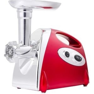 Multifunctionele vleesmolen, ideaal voor het bereiden van worst en hamburgers, vleesmolen en elektrische bies, van staal, 41,5 x 25 x 25,3 cm, 1200 W, rood