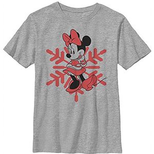 Disney Minnie Mouse Christmas Outline T-shirt voor jongens, grijs gemêleerd, Athletic XS, Athletic grijs gemêleerd