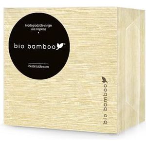 bio bamboo® - Set van 300 wegwerpservetten cocktail, 25 x 25 cm, champagne, van bamboevezel, biologisch afbreekbaar en composteerbaar