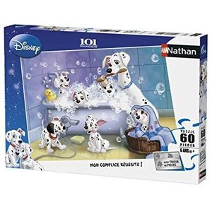 Nathan - Kinderpuzzel – puzzel 60 p – allemaal in bad – Disney 101 Dalmatiërs – vanaf 6 jaar – 86612