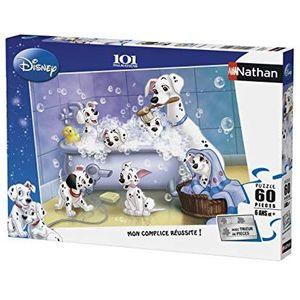 Nathan - Kinderpuzzel - 60 stukjes - allemaal in bad - Disney 101 Dalmatiërs - Meisje of jongen vanaf 6 jaar - Hoogwaardige puzzel - dik en duurzaam karton - Honden - 86612