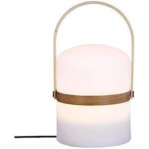 Atmosphera Kiara buitenlamp, wit en hout, H27 cm