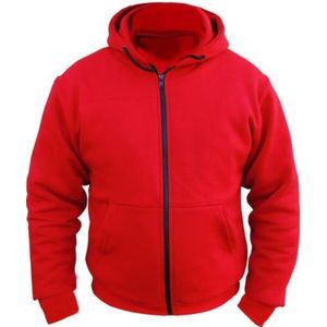 Bikers Gear UK fleece sweatshirt met capuchon, versterkingen, Rood