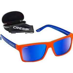 Cressi Bahia Floating zonnebril, sportzonnebril, zwemmend, gepolariseerd, UV-bescherming, 100% uniseks, volwassenen, oranje koningen glazen, gespiegeld, blauw, Eén maat