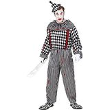 Widmann - Retro clown kostuum, overall met kraag en bandjes, hoofdbedekking, horror, clownkiller, Halloween