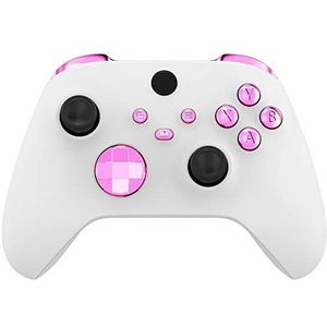 eXtremeRate Vervangende knoppen voor Xbox Series X/S Controller, LB RB LT RT Triggers Bumpers D-Pad ABXY Start Back Sync Share knoppen voor Xbox Series S/X Controller Roze chroom
