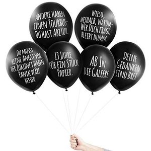 Pechkeks Zwarte partyballonnen met schuine spreuken, eindexamenset, 18 x 11,5 x 1, diameter 28 cm