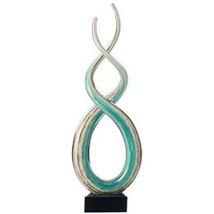 Leonardo 064114 Extravagante stijl gebogen glazen roterende sculptuur, staande op zwarte sokkel, turquoise, 38,5 x 13 x 8 cm, 1,5 kg