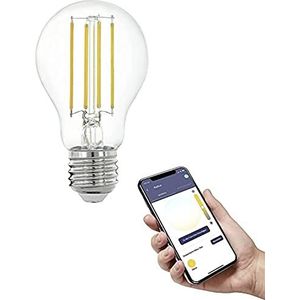 EGLO connect.z Ledlamp E27, A60, ZigBee, bestuurbaar via app en spraakbediening, dimbaar, warm wit, 806 lumen, 6 watt, transparant, vintage design