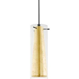 Eglo Pinto Gold Hanglamp, 1 lichtpunt, materiaal: staal, kleur: zwart, glas: helder, goud, fitting: E27