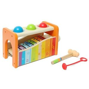 Hape hamerbank, met afneembare xylofoon, gemaakt van duurzaam hout, bekroond muziekspeelgoed, multifunctionele en levendige kleuren