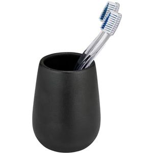 Nerno model keramische tandenborstelbeker voor het opbergen van tandenborstelbenodigdheden van hoogwaardig keramiek modern zwart afmetingen 6,7 x 11,5 x 6,7 cm