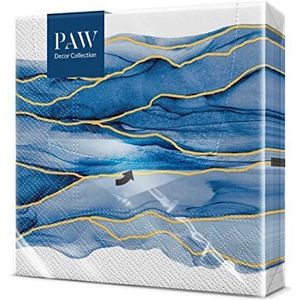 PAW - Papieren servetten, 3-laags (33 x 33 cm), 20 stuks, perfect voor verjaardagen, patroonfeesten, bruiloften, doopfeesten, communies, verjaardagen (Watercolor Waves)