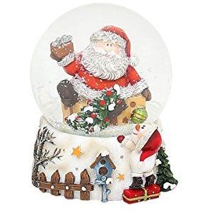 Dekohelden24 Kleine sneeuwbol met kerstman, 7 x 7 x 9,5 cm, bol Ø 6,5 cm, boom 501377, boom