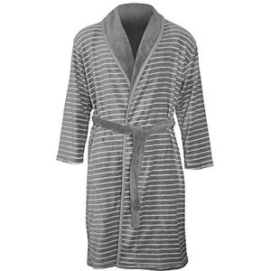 Close Up Henry's uniseks badjas voor volwassenen, zacht, comfortabel, grijs-wit gestreept, grijs.