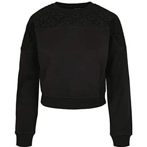 Urban Classics Dames Dames Korte Oversized Lace Inset Crew Sweatshirts, zwart.