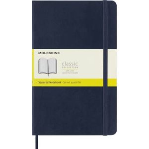 Moleskine - Klassiek vierkant papier notitieboekje - zachte omslag en elastische sluiting Journal - kleur saffier blauw - formaat groot 13 x 21 A5 - 192 pagina's