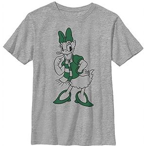 Disney Daisy Duck Green Christmas Outline T-shirt voor jongens, grijs gemêleerd, Athletic XS, Athletic grijs gemêleerd