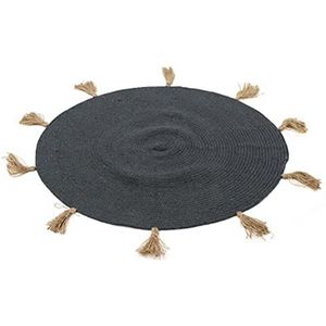 HOME DECO FACTORY tapijt, rond, katoen, pompon, grijs