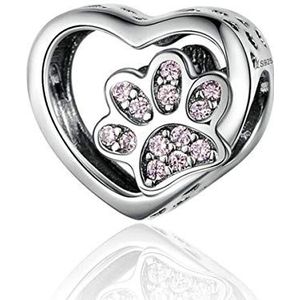 'I Love My Dog' 'I Love My Dog' bedel van 925 sterling zilver voor Pandora armbanden, Kristal email