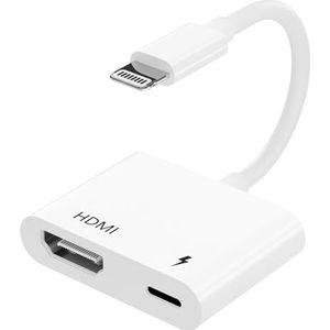 KOINSCON Adapter HDMI iPhone op TV, Digital AV 1080P, geen stroomvoorziening nodig, HDMI-kabel, schermaansluiting synchronisatie, compatibel met 13/12/11/XR/XS/X/8/7/Pad, (THT-007-2)