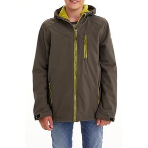 Killtec Softshelljas voor jongens, softshelljas, outdoor, met capuchon, Antraciet Groen