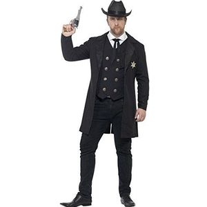 Smiffys Sheriffkostuum, grote maat, met jas, vest, stropdas en hoed, XXL, zwart