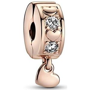 Pandora Glitterhanger van 14 karaat roségoud verguld en zirkoniumoxide, compatibel met Pandora Moments, One Size, roségoud verguld, kubische zirkonia, Roségoud verguld, Zirkonia