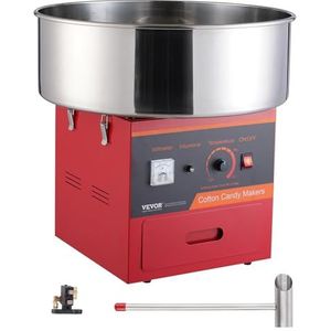 VEVOR Elektrische suikerspinmachine, 1000 W, commerciële suikerspinmachine met kom van roestvrij staal, suikerlepel en lade, perfect voor thuis, kinderverjaardagen, rood