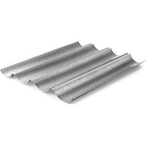 Lacor - 68450 – bakvorm met antiaanbaklaag, Delize-collectie, microgeperforeerd, PFOA-vrij, oven-, koelkast- en vriezerbestendig, koolstofstaal, 38 x 33 cm, hoogte 2,6 cm, 4 holtes