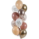 Folat 25162 Bride to Be 12 stuks decoratieve latexballonnen voor vrijgezellenfeest, 33 cm, roségoud, voor bruiloftsfeest, meerkleurig