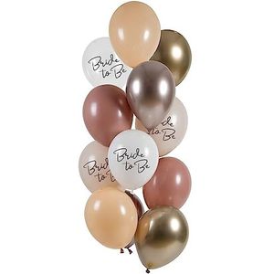 Folat 25162 Bride to Be 12 stuks decoratieve latexballonnen voor vrijgezellenfeest, 33 cm, roségoud, voor bruiloftsfeest, meerkleurig