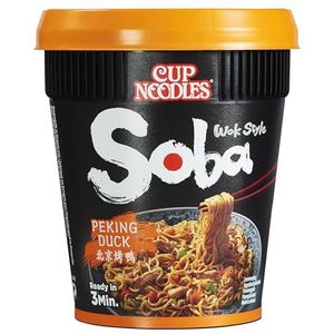 Nissin Cup Noodles Soba Cup - Peking Duck, 8 stuks Japanse instant noedels met kruidige saus, eend en groenten, snel bereid in een beker, Aziatische voeding (8 x 87 g)