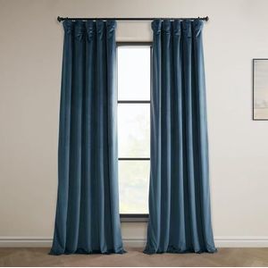 HPD Half Price Drapes VPYC-161270-96 Gordijn van pluche (1 paneel), 127 x 248 cm, avalon blauw