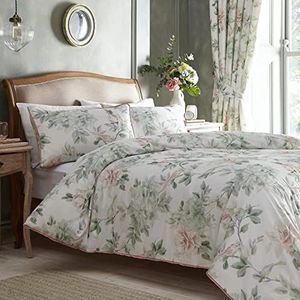 Appletree Heritage Campion Beddengoedset voor tweepersoonsbed, 100% katoen, groen/koraal