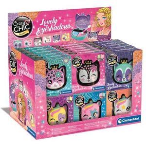 Clementoni - Crazy Chic-Lovely Eyeshadow: vos-etui oogschaduw, veilige en hypoallergene make-up, cosmetische set meisjes 6 jaar, gemakkelijk wasbaar met water, meerkleurig, 18818