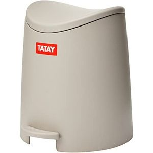 TATAY Afvalemmer voor badkamer, standaard, 3 l, polypropyleen, taupe