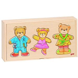 Goki - 2041681 – puzzel van hout om te slijpen – beer familie – 36 delen