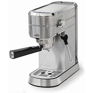 Lacor - 69429 - Espressokoker, voor het bereiden van alle soorten koffie, gemalen koffie of capsules, met verstuiver, druppelbescherming, inclusief accessoires, roestvrij staal, 20 bar, 1450 W, 1,25 l
