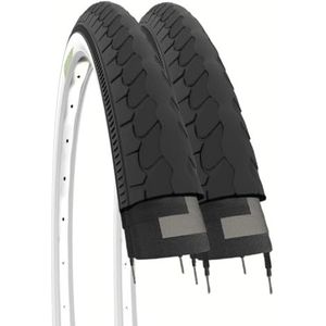ECOVELO 2 stuks 26x1 3/8 (37-590) wit, zwart, voor city, mountainbike, Nederlands, straat, volwassenen, fiets, vintage, banden, wegen, wit, zwart, rubber