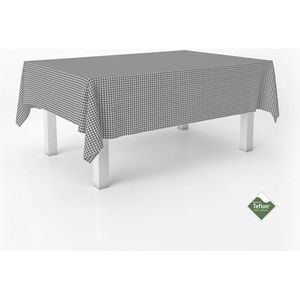 ECOMMERC3 Nappe anti-taches Vichy pour table rectangulaire, taille 220 x 140 cm - Nappe Vichy toucher extra douce et imperméable, couleur gris foncé